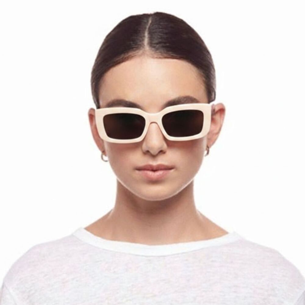 LE SPECS AFENDS Pretense Cat Eye Rectangular Unisex Ivory Sunglasses NWT